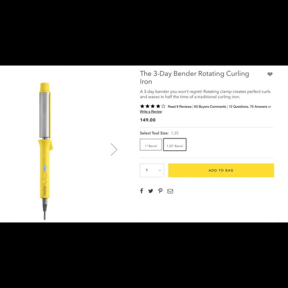 Drybar 3 day bender curling iron 1.25”